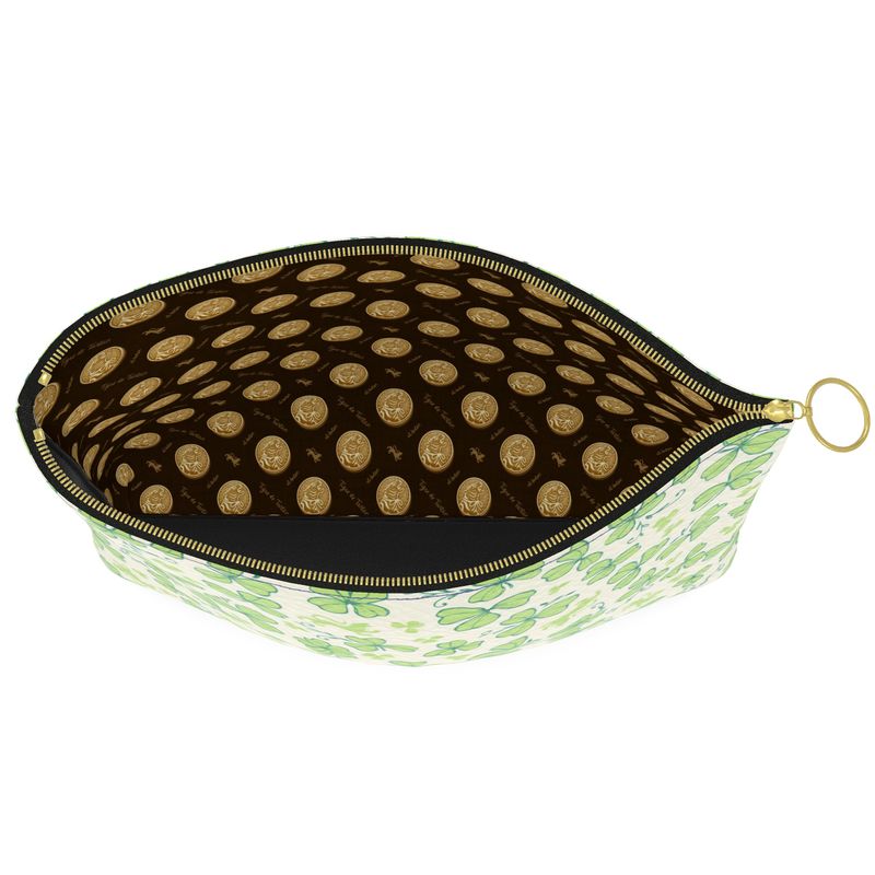 Roomy Leather Mahjong Pouch, JOKERS CLOVER