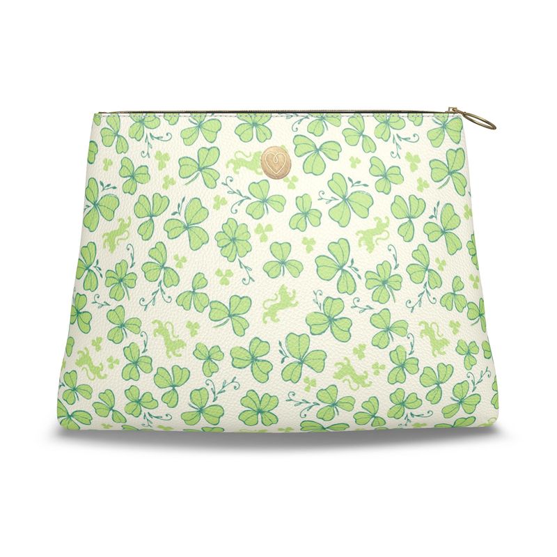 Roomy Leather Clutch, CLOVER