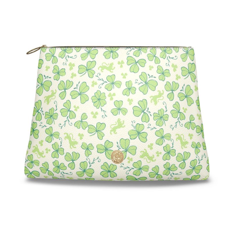 Roomy Leather Clutch, CLOVER