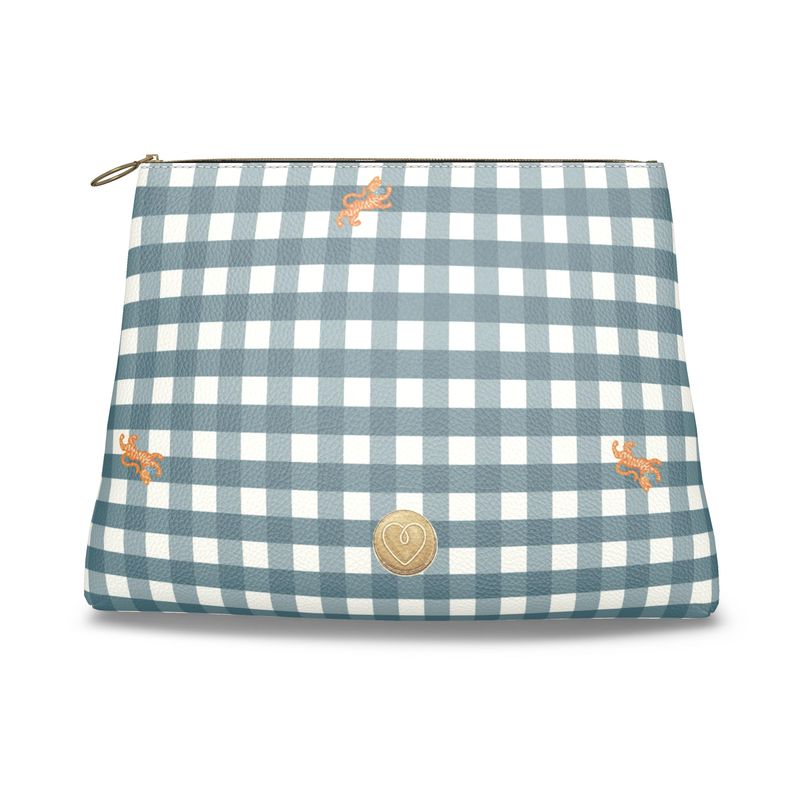 Roomy Leather Clutch, CRITTER PLAID