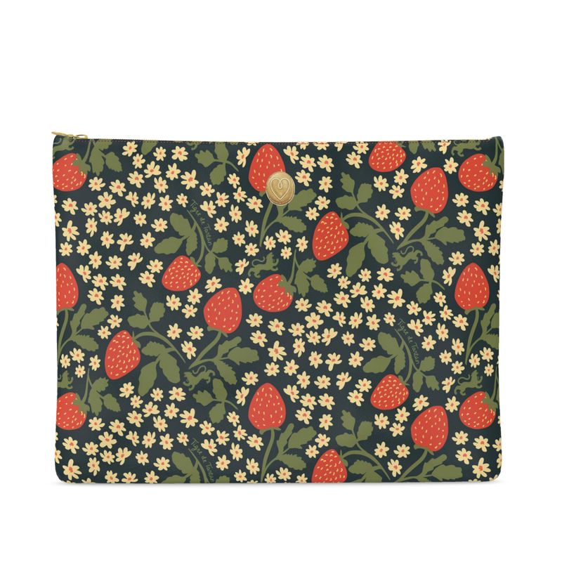 Medium Leather Pouch, STRAWBERRY