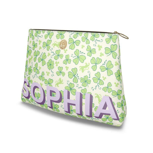 Roomy Leather Clutch, CHOOSE YOUR MONOGRAM, CLOVER