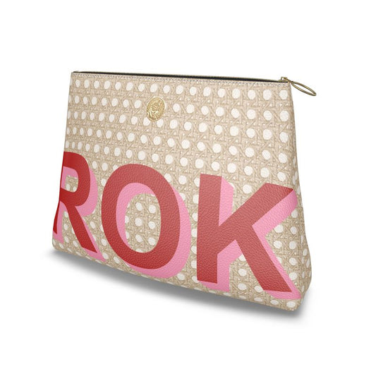 Roomy Leather Clutch, CHOOSE YOUR MONOGRAM, CANNAGE BLONDE