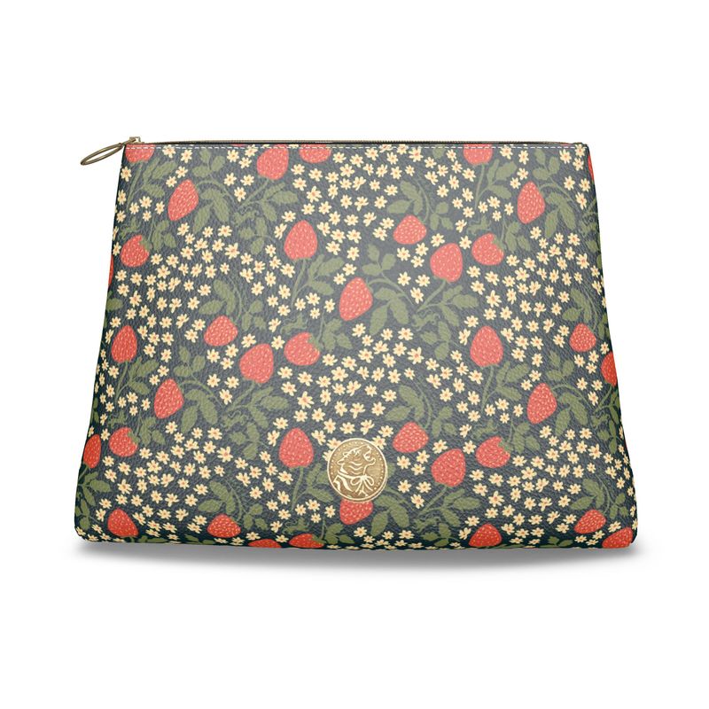 Roomy Leather Clutch, CHOOSE YOUR MONOGRAM, STRAWBERRY