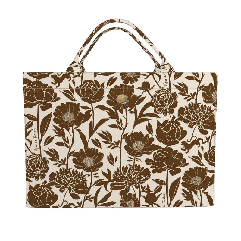 Jumbo Slouchy Denim Tote, COCONUT PEONY