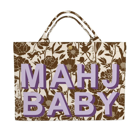 Jumbo Slouchy Denim Tote, MAHJ BABY COCONUT PEONY