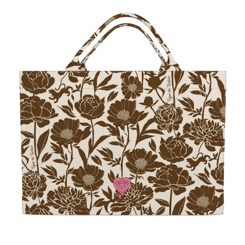 Jumbo Slouchy Denim Tote, MAHJ BABY COCONUT PEONY