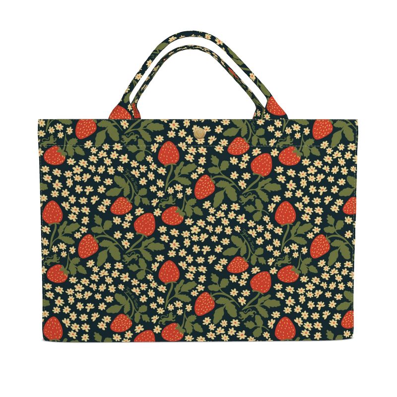 Jumbo Slouchy Denim Tote, STRAWBERRY