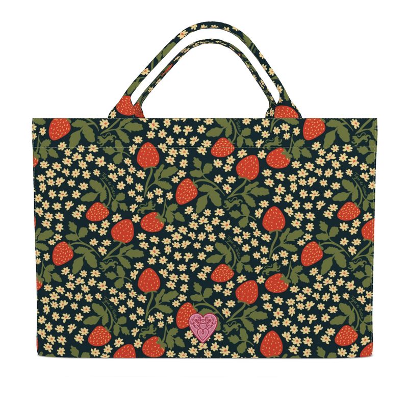 Jumbo Slouchy Denim Tote, STRAWBERRY