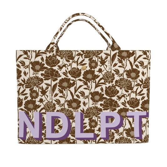 Jumbo Slouchy Denim Tote, NDLPT COCONUT PEONY