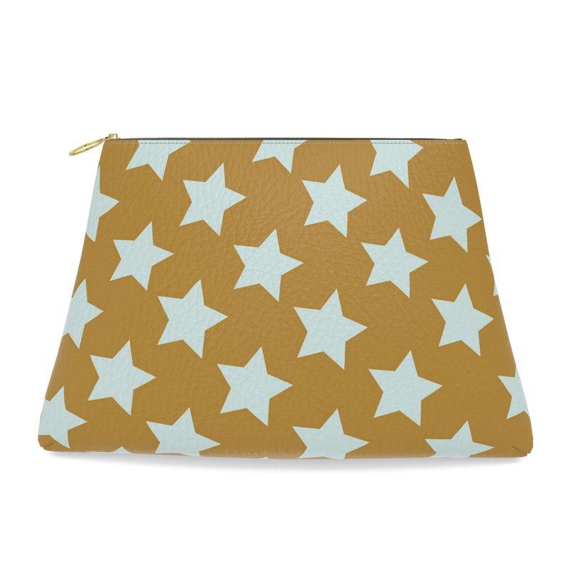 FAIT Á MAIN x TDT Roomy Leather Clutch, OLIVE STAR