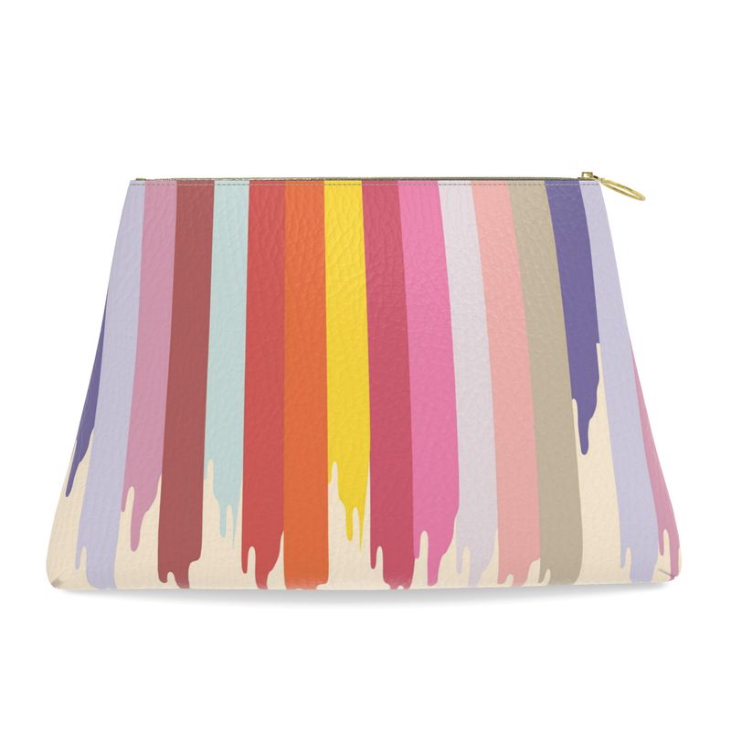 FAIT Á MAIN x TDT Roomy Leather Clutch, RAINBOW DRIP