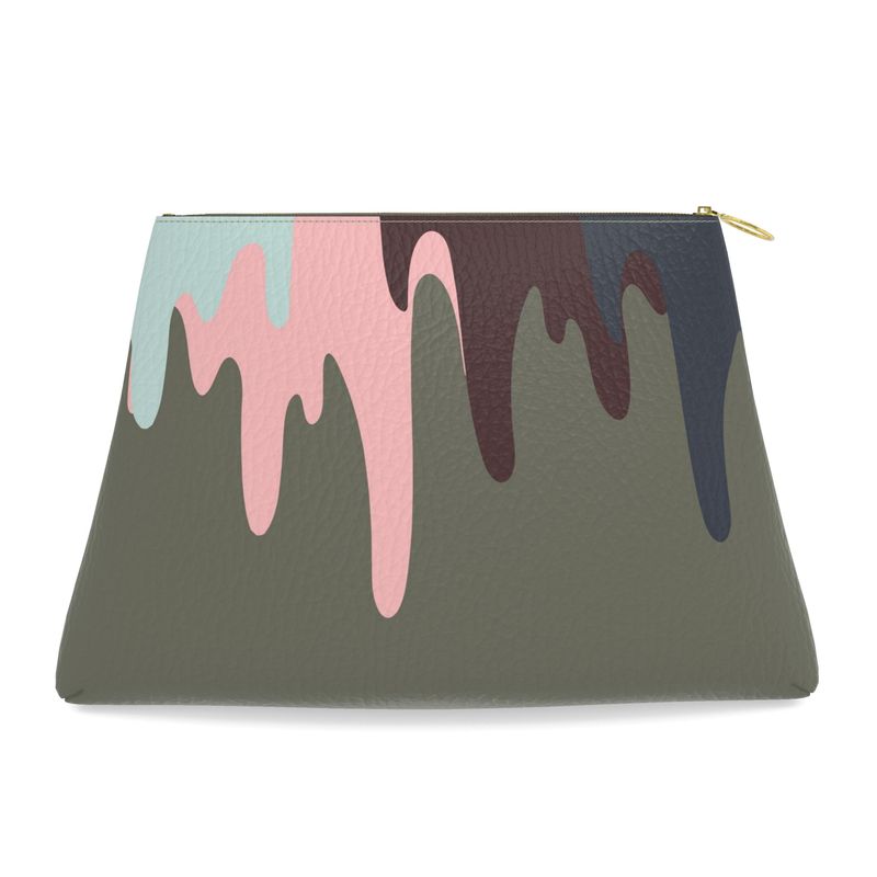 FAIT Á MAIN x TDT Roomy Leather Clutch, DRAB DRIP