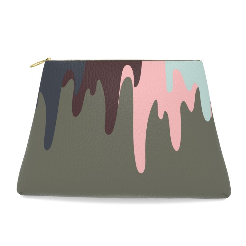 FAIT Á MAIN x TDT Roomy Leather Clutch, DRAB DRIP