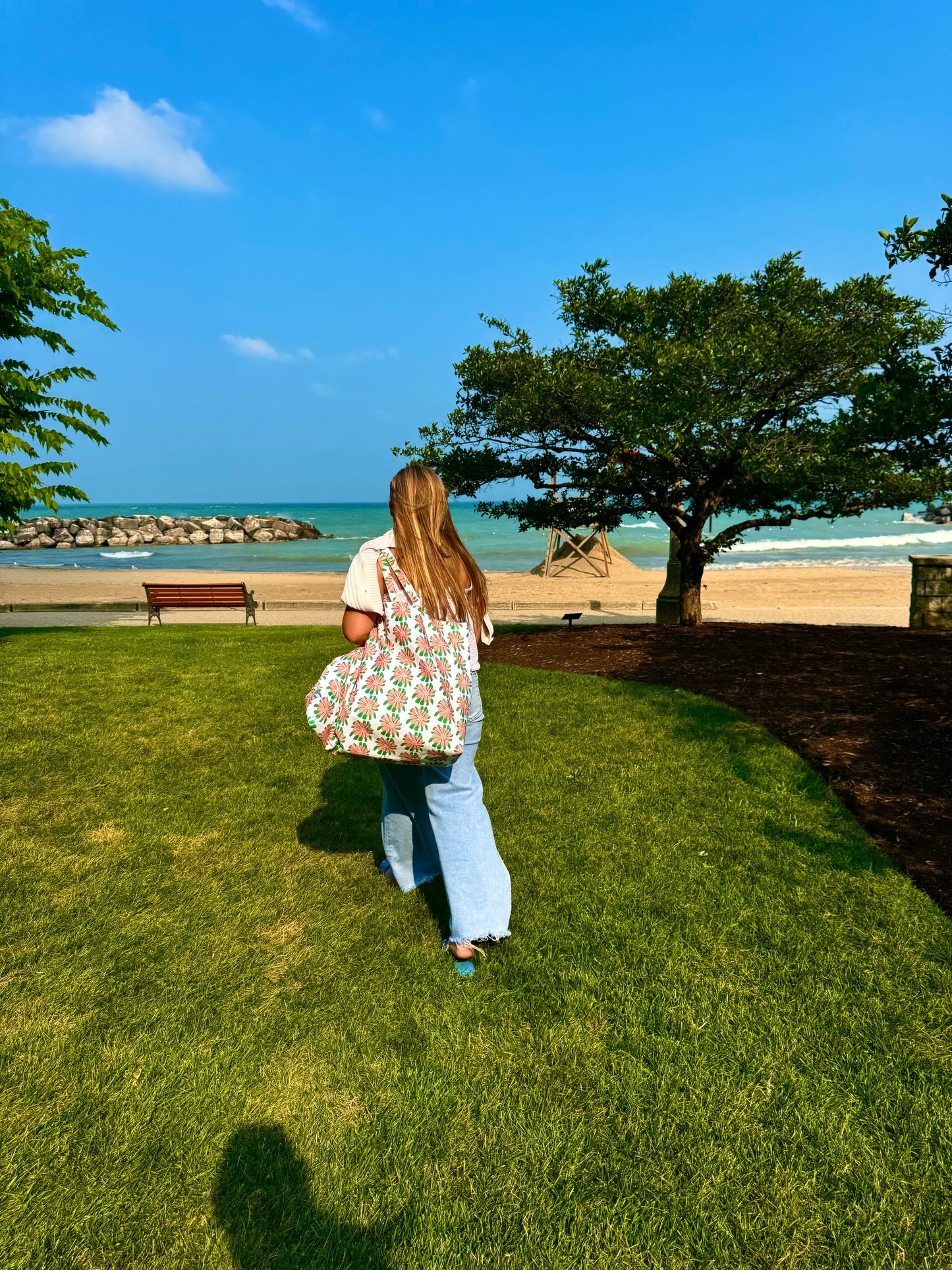 Jumbo Slouchy Denim Tote, Katy's Vintage Hawaiian Dress