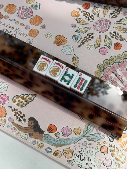 Tortoise Scalloped Acrylic Mahjong Racks, SET of 4, with 4 Magnetic Pushers and Custom Dust Bag — view 5 of 15