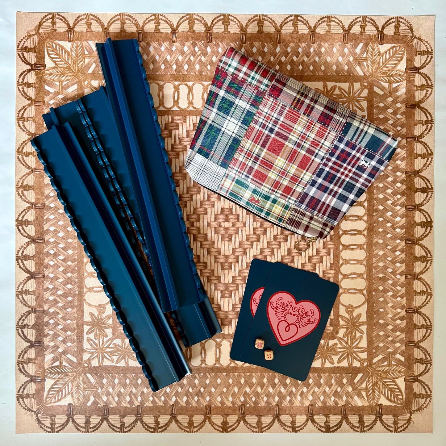 Mahjong Gaming Mat, Caned Trompe L'oeil BLONDE