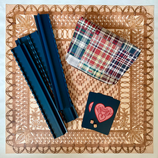 Mahjong Gaming Mat, Caned Trompe L'oeil BLONDE