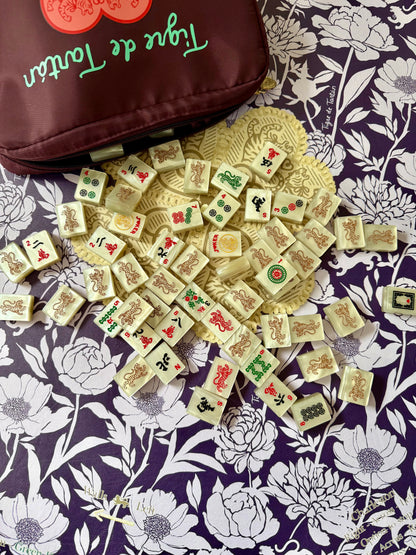 Mahjong Mat, PLUM PEONY [W/ RULES]