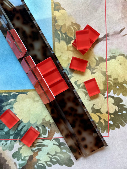 Tortoise Scalloped Acrylic Mahjong Racks, SET of 4, with 4 Magnetic Pushers and Custom Dust Bag — view 14 of 15