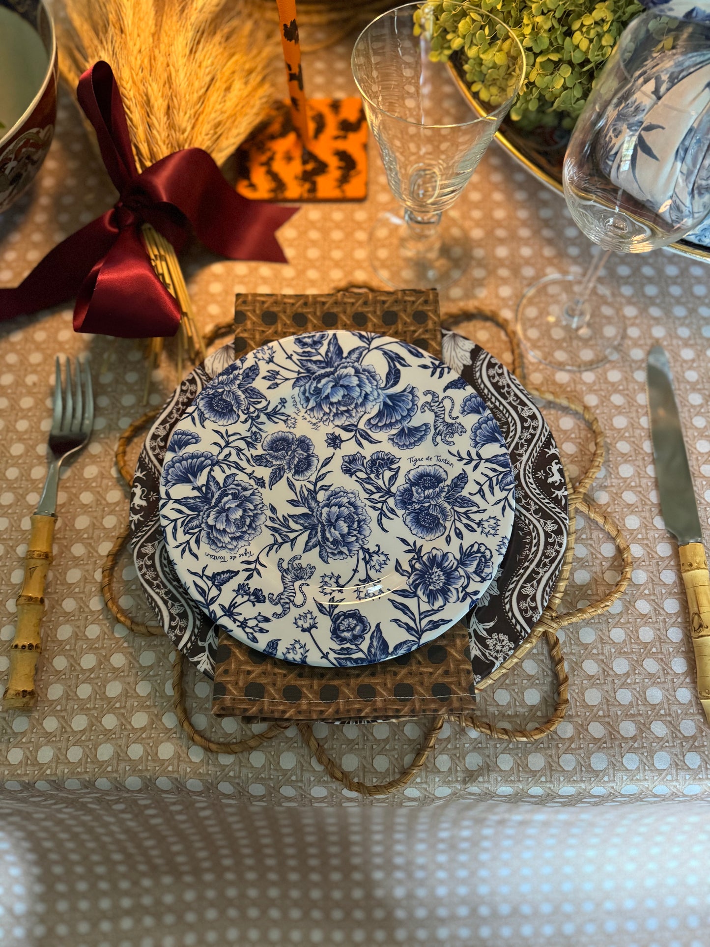 10” Melamine Dinner Plate, CHINOISERIE GARDEN BLEU, Set of 4