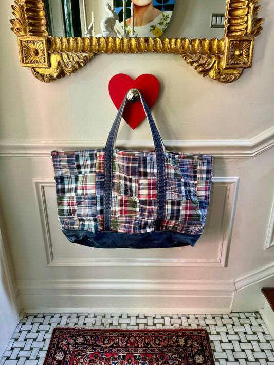 Vintage 2000’s LL Bean madras plaid tote, Large