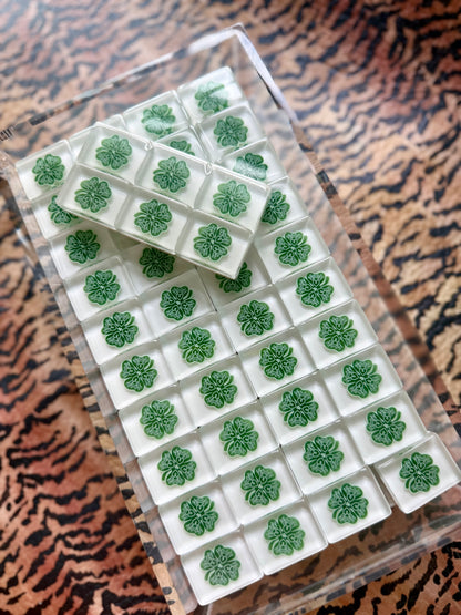 RETURNS IN JULY -House Clovers: Classic American Mahjong Tile Set with Signature Clover Logo