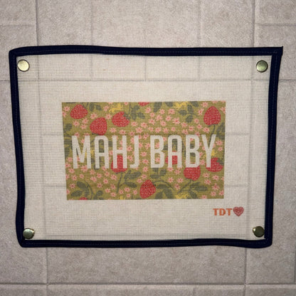 Mahj Baby Needlepoint Canvas, Vintage Green Strawberry