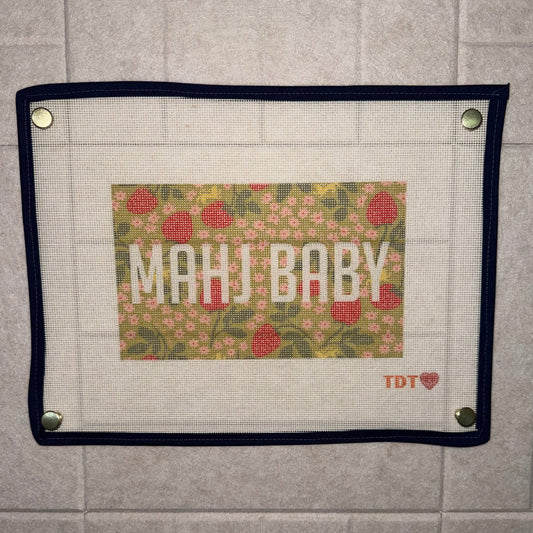 Mahj Baby Needlepoint Canvas, Vintage Green Strawberry
