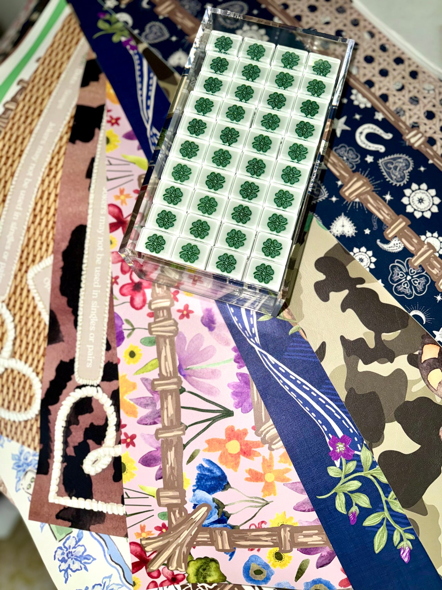 House Clovers: Classic American Mahjong Tile Set with Signature Clover Logo **** preorder early December