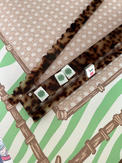 Tortoise Scalloped Acrylic Mahjong Racks, SET of 4, with 4 Magnetic Pushers and Custom Dust Bag — view 10 of 15