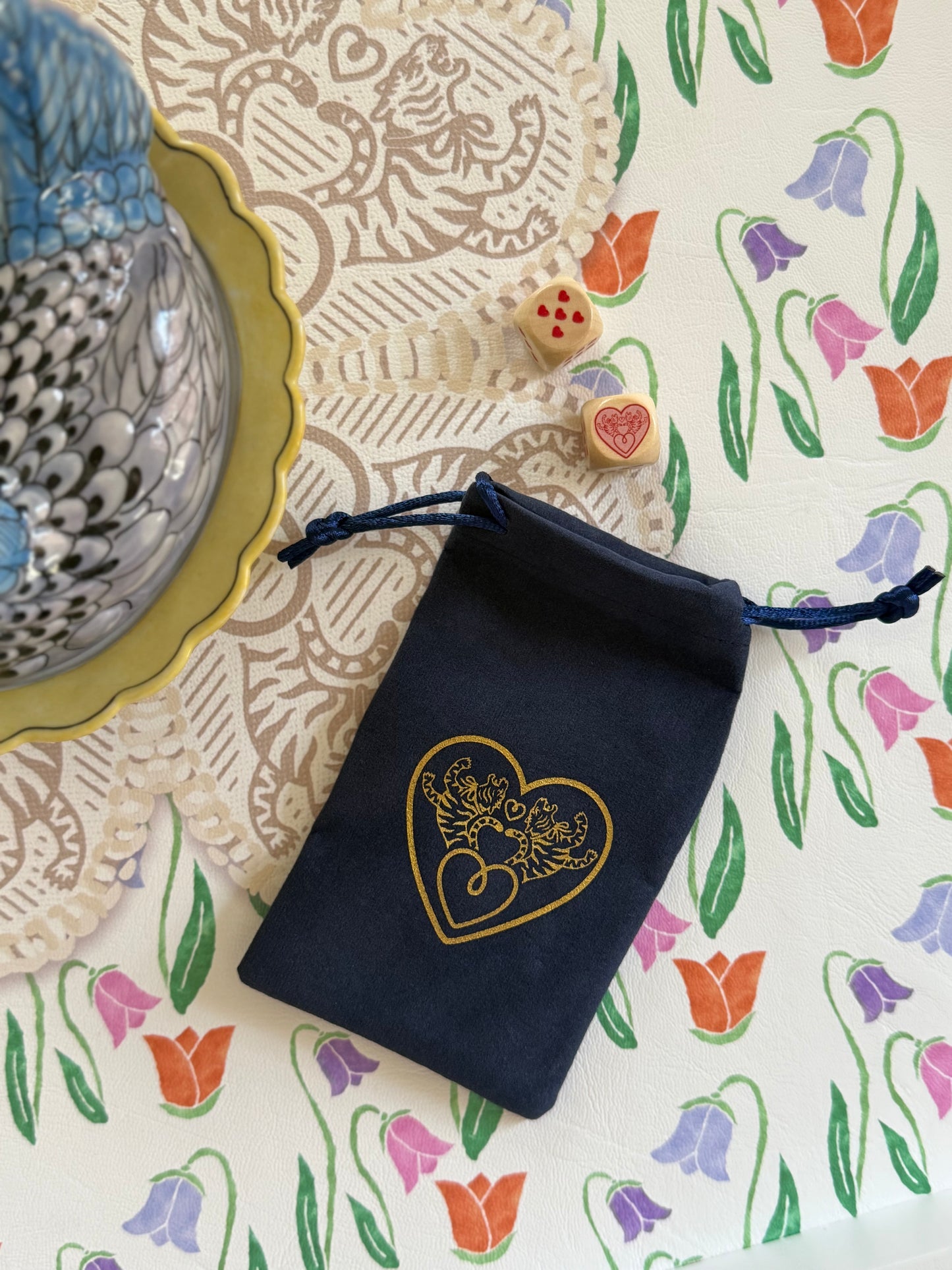 House Hearts Logo Dice with Logo Velvet bag