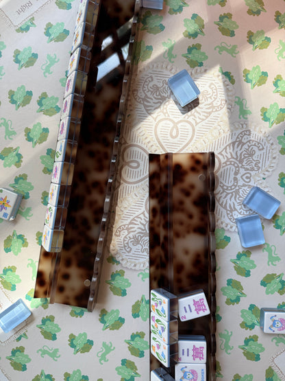Tortoise Scalloped Acrylic Mahjong Racks, SET of 4, with 4 Magnetic Pushers and Custom Dust Bag — view 3 of 15