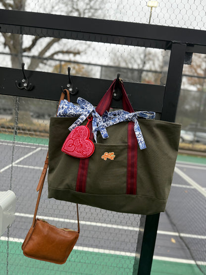 Tigre de Tartán Signature Canvas Tote w/ adjustable handles, OLIVE — view 3 of 4