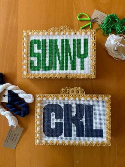 Self-Finishing Acrylic Clutch with Built-In Needlepoint Canvas