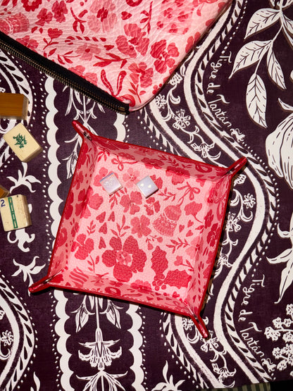 MARASCHINO snap tray with dice and mahjong tiles on a dark floral background
