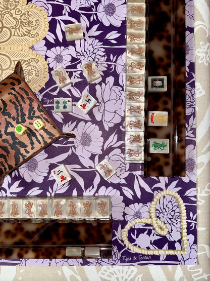 Mahjong Mat, PLUM PEONY [W/ RULES]