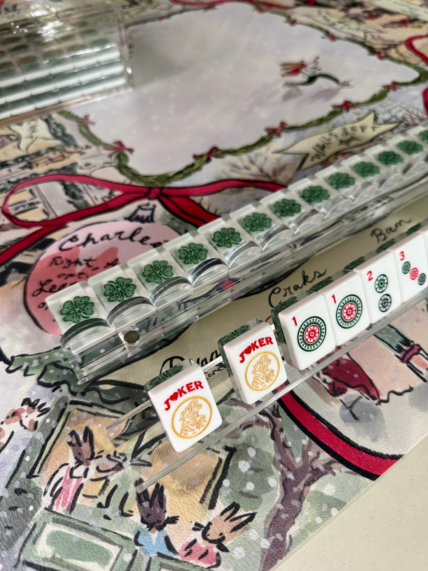 House Clovers: Classic American Mahjong Tile Set with Signature Clover Logo