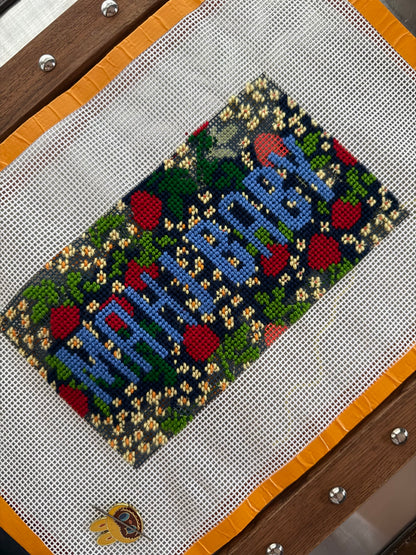 Mahj Baby Needlepoint Canvas, Classic Navy Strawberry — view 3 of 5