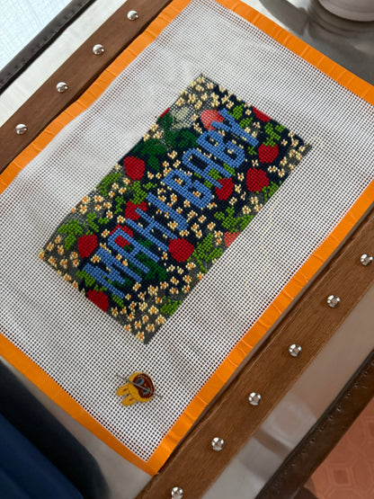 Mahj Baby Needlepoint Canvas, Classic Navy Strawberry — view 4 of 5