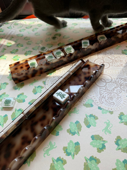 Tortoise Scalloped Acrylic Mahjong Racks, SET of 4, with 4 Magnetic Pushers and Custom Dust Bag — view 15 of 15