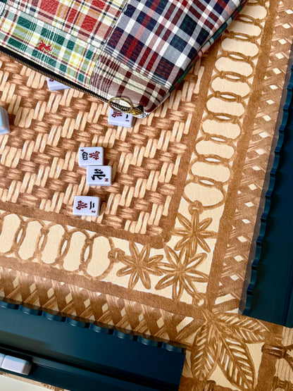 Mahjong Gaming Mat, Caned Trompe L'oeil NATURAL — view 2 of 5