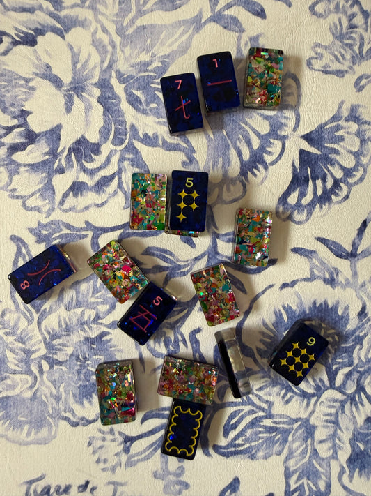 Mahj Pit confetti mahjong tiles — translucent acrylic, iridescent finish — view 1 of 24