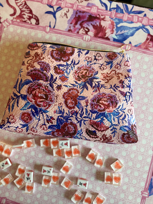 Roomy Leather Clutch, CHINOISERIE VALENTINE