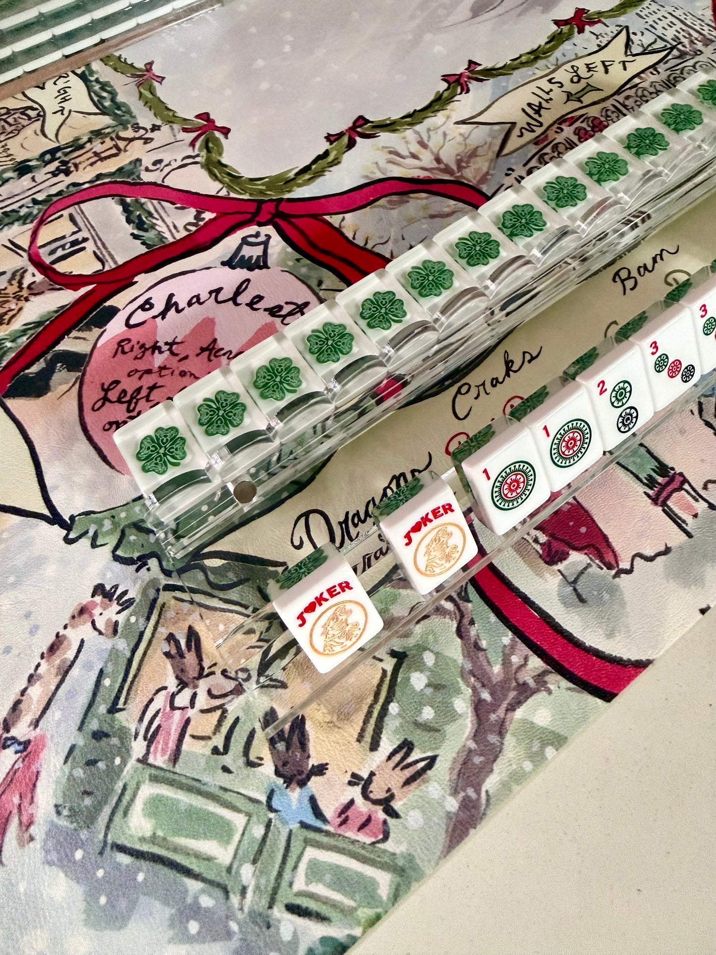 House Clovers: Classic American Mahjong Tile Set with Signature Clover Logo