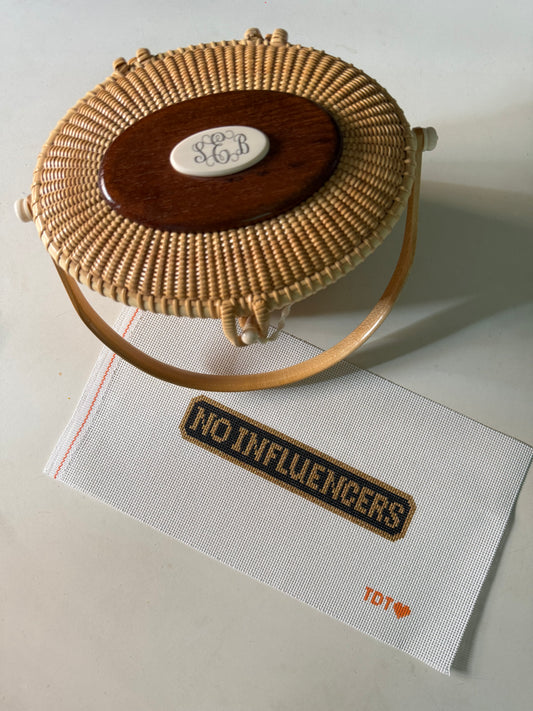 NO INFLUENCERS Quarter Board painted needlepoint canvas
