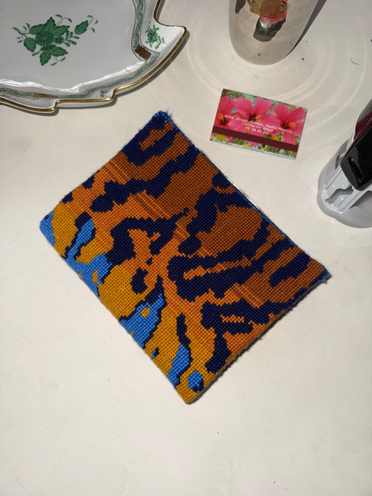 Returns Mid June: Tiger Stripe Folio Cover- Hand Painted Needlepoint Canvas