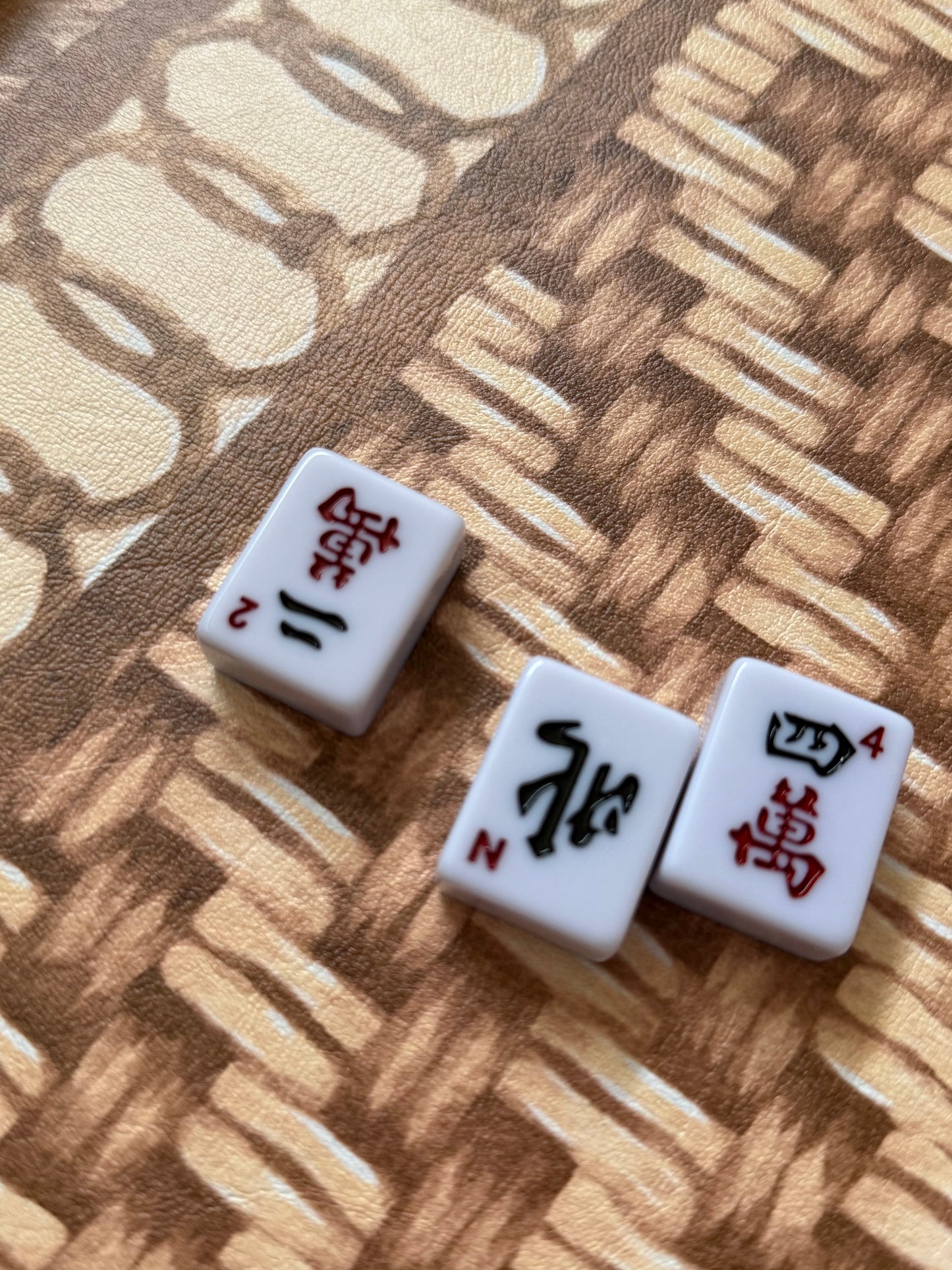 Mahjong Gaming Mat, Caned Trompe L'oeil BLONDE