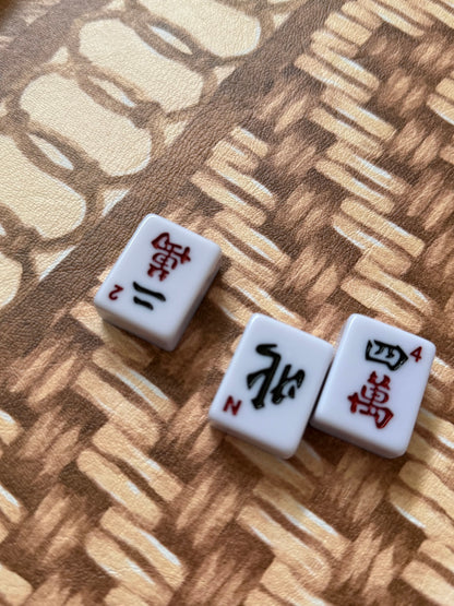 Mahjong Gaming Mat, Caned Trompe L'oeil NATURAL — view 4 of 5