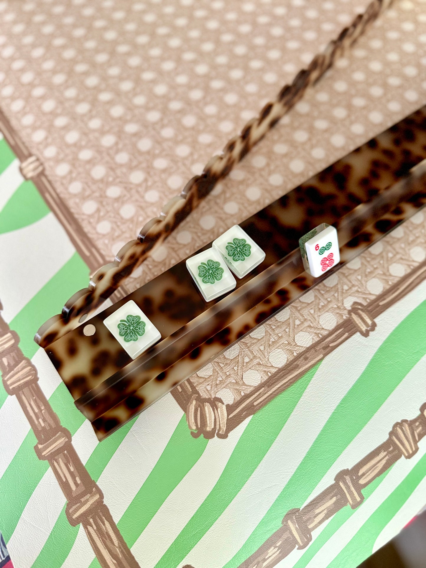 House Clovers: Classic American Mahjong Tile Set with Signature Clover Logo